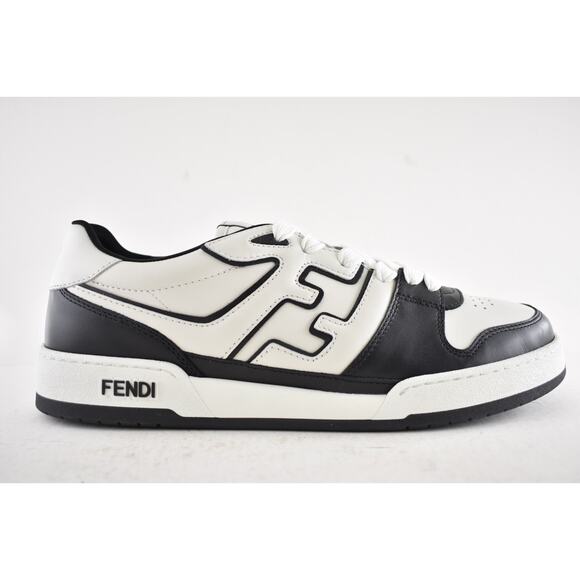 Fendi Match Sneakers Black White Leather FF Logo Monogram Low Top UK 11 US 12 - Picture 2 of 15